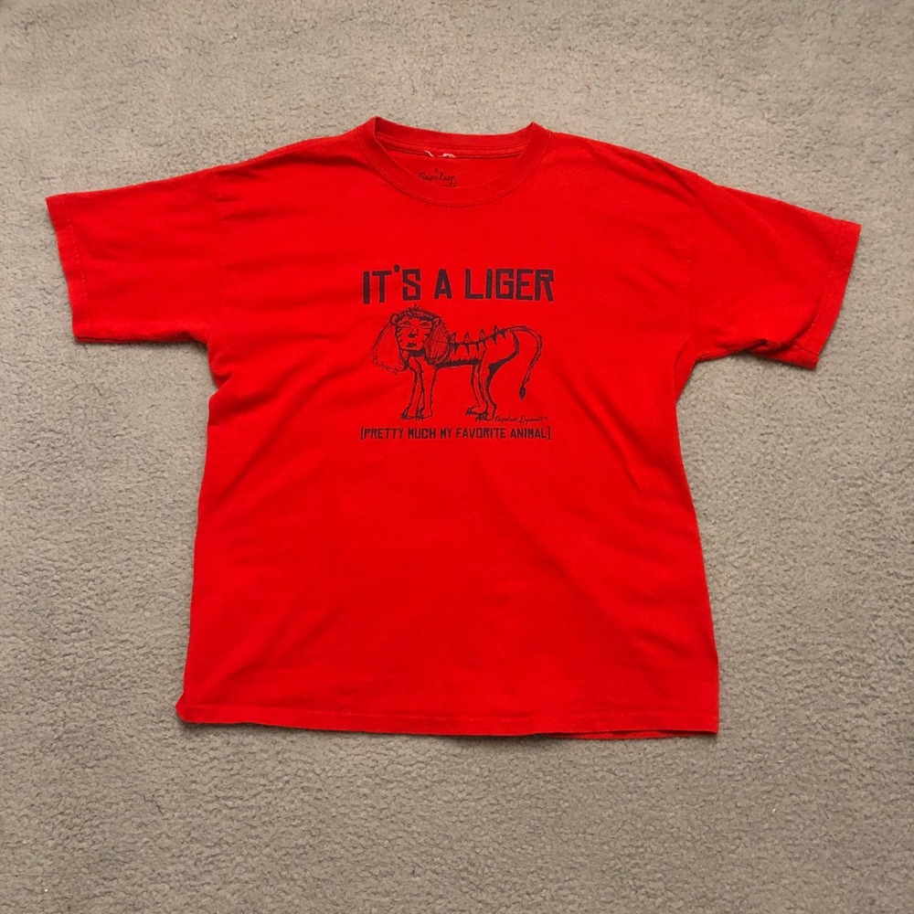 Vtg Napoleon Dynamite Its A Liger Red Graphic T-Shirt Small 2005 Movie Promo Tee